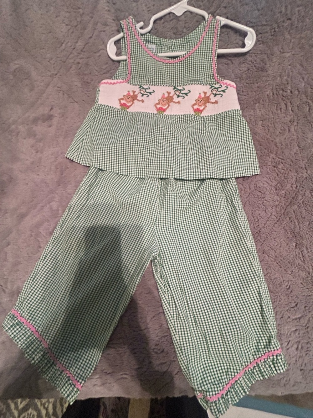 Vive La Fete Smocked Monkey Capri Set Girls 3T